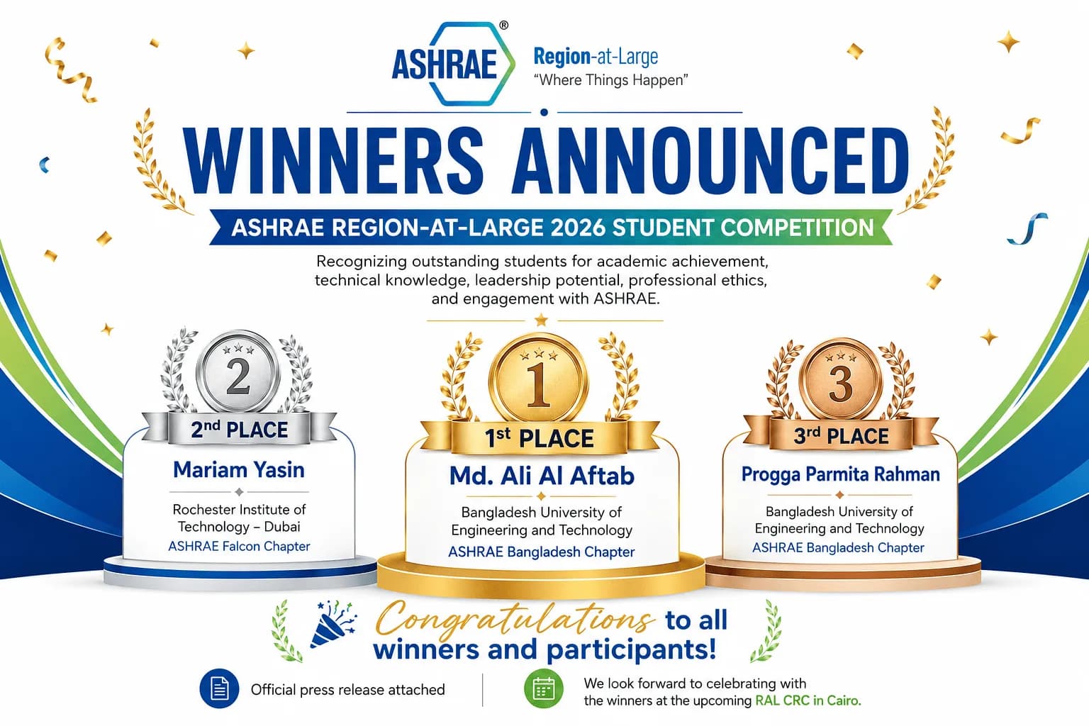 ASHRAE BUET Student Branch Secures Two of the Top Three Positions in RAL Student Competition 2026
